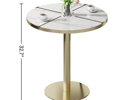 Round Bistro Table - Gold / White