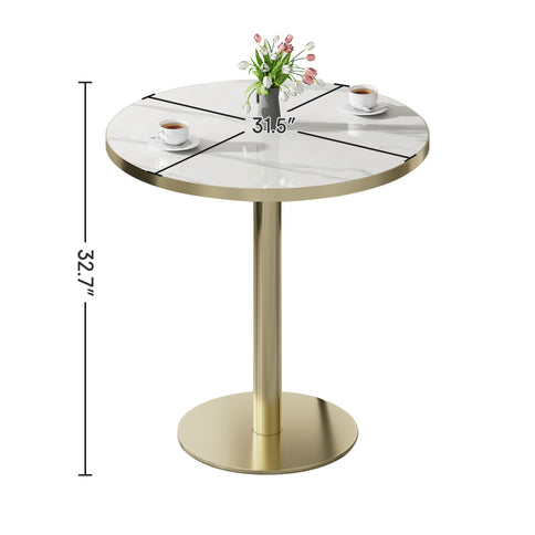 Round Bistro Table - Gold / White