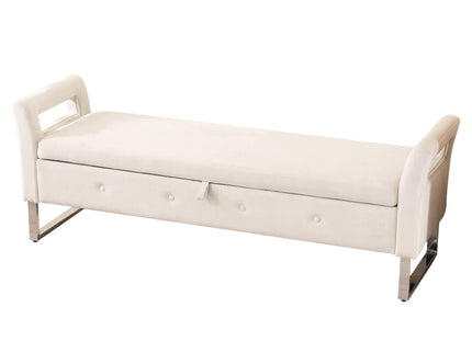 Wide Storage Soft Ottoman Bench With Armrests