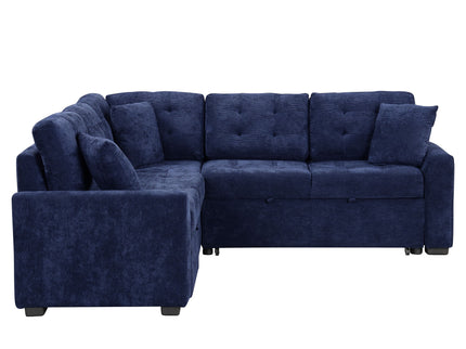 L-Shape Sofa Bed Pull-Out Sleeper Sofa With Wheels, USB Ports, Power Sockets For Living Room