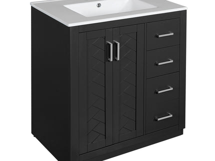 Bathroom Vanity With Sink, Storage Cabinet, Freestanding Set With 3 Drawers & Soft Closing Doors