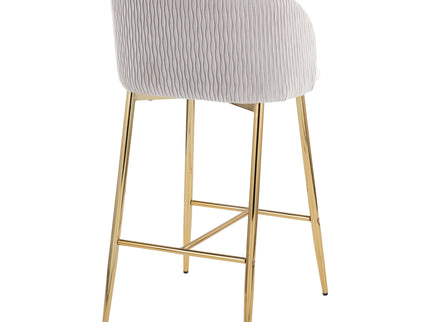 Fran - Pleated Waves Contemporary / Glam Fixed Height Counter Stool (Set of 2)