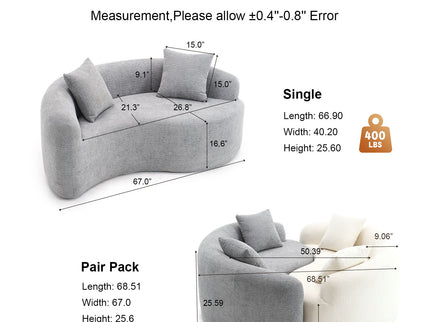 Tai Chi - Curved Dual Depth Loveseat