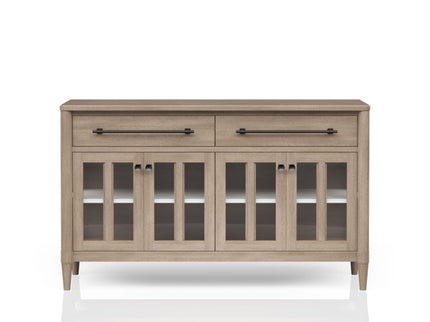 Power Ready - Buffet With Glass Cabinet Doors - Sand