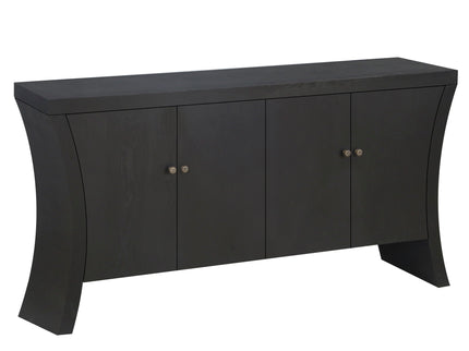 Refined Industrial 4 Door Credenza With Arc Legs & Clasps
