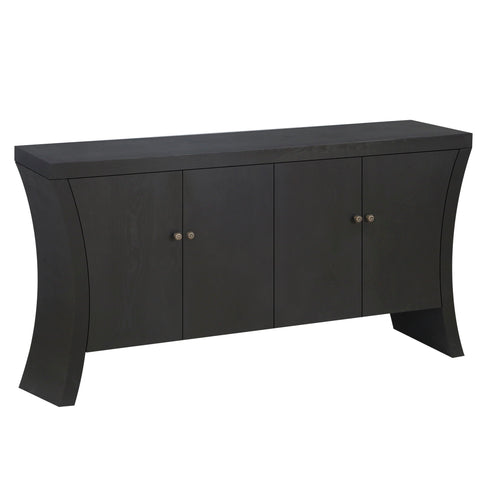 Refined Industrial 4 Door Credenza With Arc Legs & Clasps