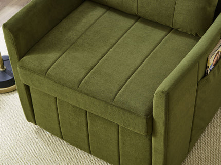Upholstered Convertible Sleeper Sofa With 5 Position Backrest, Side Pockets, Storage