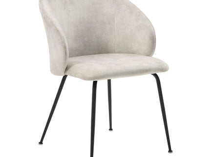 Velvet Upholstery Side Chairs 2 Piece Set With Metal Legs Modern Home Furniture - Beige
