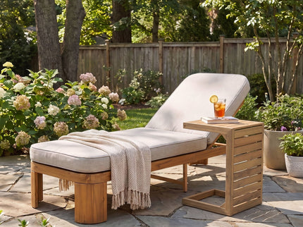 Outdoor Chaise Lounge Set With Side Table, 5 Position Adjustable Patio Recliner