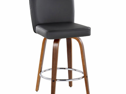 Henry - Contemporary Fixed Height Counter Stool With Swivel With Round Footrest (Set of 2)