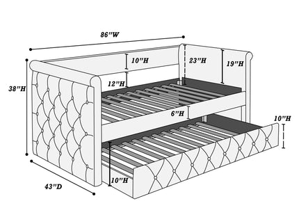 Contemporary Button Tufted Daybed With Slat Trundle
