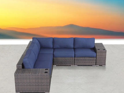 Modern Rattan Wicker Seating Group With Cushions
