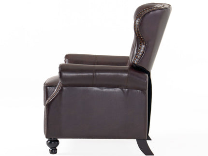 Contemporary Style Push Back Recliner With Button Tufted Stitching And Nailhead Trim