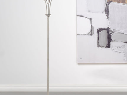 Jessa - Torchiere Floor Lamp With Soft Glass Shade - Silver
