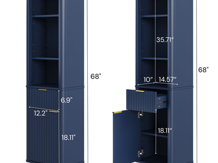 Tall Bathroom Storage Cabinet With Adjustable Shelves And 1 Drawer & Door