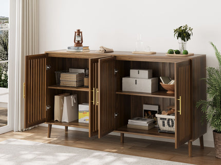Grille Striped Sideboard Buffet Cabinet With Storage