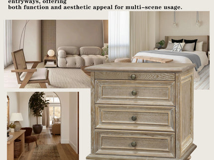 Farmhouse Nightstand With 4 Drawers