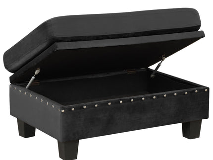 Modern Sectional Sofa With Storage Ottoman, L - Shape Couch With 2 Pillows And Cup Holders