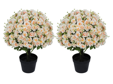 Artificial Snow Lotus Potted Plant, Artificial Floral Decor For Indoor & Outdoor Spaces - White / Pink