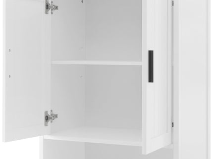 Freestanding Tall Bathroom Cabinet With Soft Close Doors And Adjustable Shelves