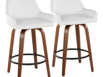 Daniella - Contemporary Fixed Height Counter Stool With Swivel With Round Footrest (Set of 2)
