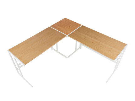 Roman - Industrial L Shaped Desk - White / Natural