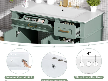 Modern Bathroom Vanity With Sink, Soft Close Doors, 4 Storage Drawers