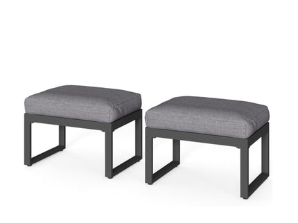 Patio All-Weather Ottomans With Thick Cushions (Set of 2)