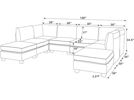 Upholstered Modular Sectional With Removable Cushions