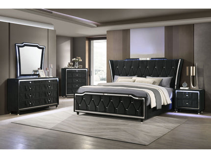 Mika - 8 Drawer LED Dresser With Mirror - Black