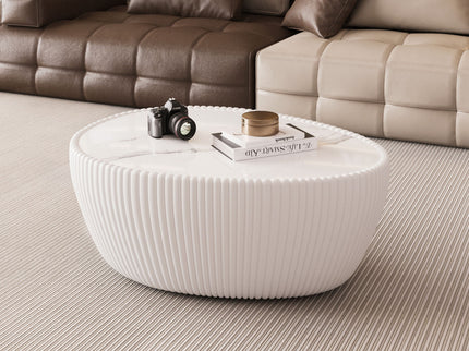 Goose Egg Shape Coffee Table For Living Room - White Pu