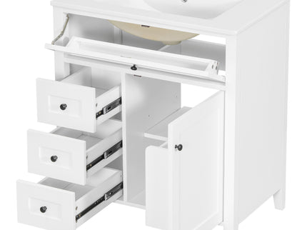 Bathroom Vanity With Sink, 3 Drawers And Adjustable Shelf, Freestanding Storage Unit
