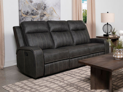 Forrest - Motion Reclining Sofa Comfort With Elegant Tufting And Wide Track Arms - Gray