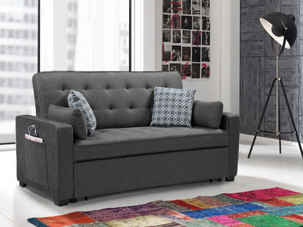 William - Sleeper Sofa With 2 USB Charging Ports And 4 Accent Pillows - Gray