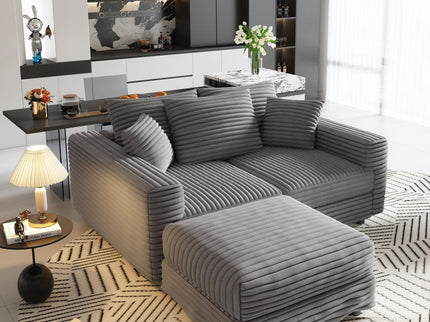 Convertible Deep Seat Sofa With Soft Pillows And Ottomans