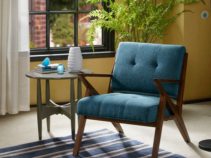 Lounge Chair With Tufted Upholstery And Solid Frame