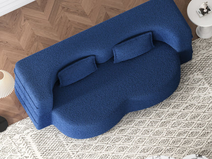 Modern Floor Sofa, With 2 Pillows, Convertible Teddy Fabric Foam Filled Bed