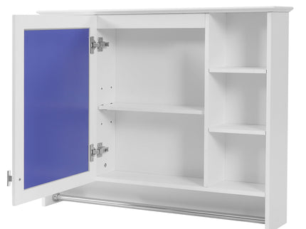 Modern Wall Mounted Mirror Cabinet With Adjustable Shelf, Soft Close Door, And Towel Bar