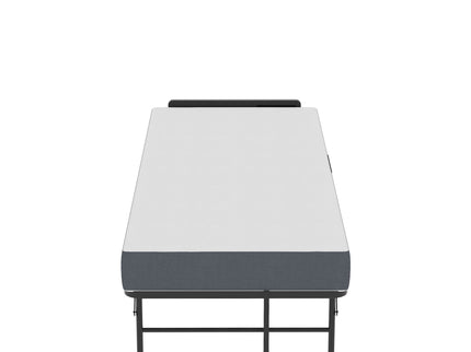 Twin Folding Bed With Adjustable Headboard & Memory Foam, Space Saving Rollaway Guest For Tall People, Portable On Wheels, Easy Assembly - Black