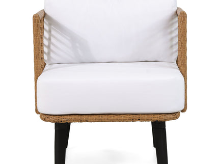 Outdoor Wicker Club Chair With Water Resistant Cushion - Brown
