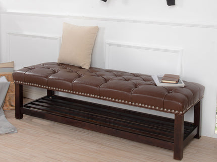 Bedroom End Of Bed Bench Tufted Upholstered End Of Bed Bench End Of Bed Entrance Shoe Bench With Nailhead Trim And Shelf Bedroom Upholstered Bench Living Room Shoe Rack Footstool