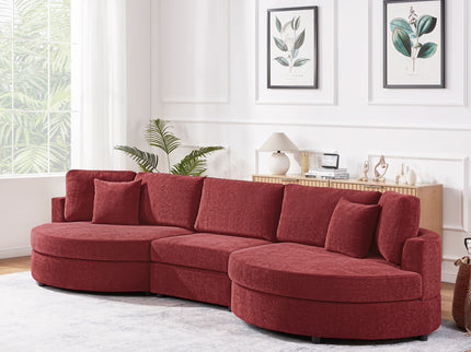 Modern 3 Seater Upholstered Sofa With Curved Design