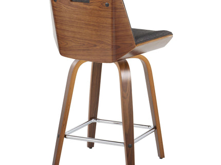 Corazza - Mid Century Modern Fixed Height Counter Stool With Swivel With Square Footrest (Set of 2)