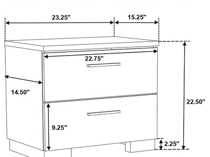 Dulcey - 5 Piece Twin Bedroom Set With LED Headboard - Gloss White
