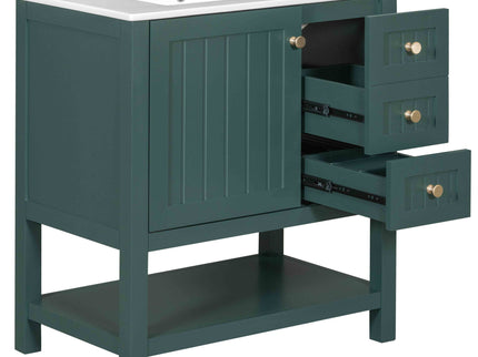 Transitional Style Bathroom Vanity Cabinet Combo With Ceramic Sink