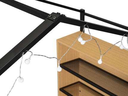 Bed House Frame With Shelves And Lights