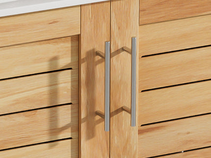 Bathroom Vanity With Ceramic Sink, Freestanding Cabinet - Antique Natural / Brown