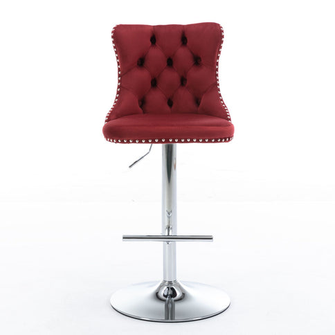 Swivel Barstools Adjusatble Seat Height From 25-33", Modern Upholstered Base Bar Stools With Backs Comfortable Tufted For Home Pub And Kitchen Island (Set of 2)