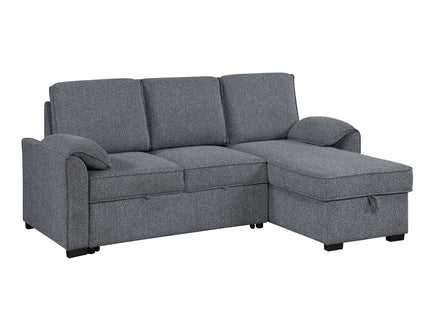 Rebecca - Sofa With Pull Out Bed, Storage Chaise, USB And Cup Holders - Dark Gray