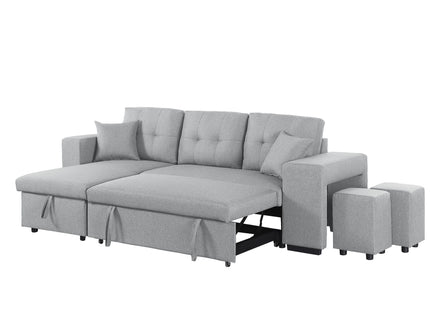 Daniel - Upholstered Reversible Sectional With Pull Out Loveseat - Light Gray
